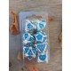 Kit De 7 Dés Métalliques . Bordure Souche . Teinte Argent Bleu Turquoise