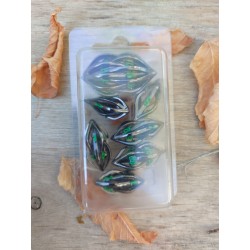 Kit De 7 Dés Métalliques Creux Graine Couleur Métal Sombre Print Vert