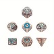 Kit De 7 Dés Métalliques Rétros Classiques En Relief Teinte Cuivre Et Bleu Clair