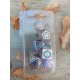 Kit De 7 Dés Métalliques Rétros Classiques En Relief Teinte Cuivre Et Bleu Clair
