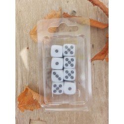 Blister Kit De 8 Des 6 Faces Nacré Blanc .print Noir Type Cible De 16mm