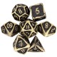Kit De 7 Dés Métalliques . Motif Soleil . Teinte Bronze .noir