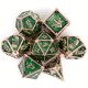 Kit De 7 Dés Métalliques . Motif Dragonhead . Teinte Cuivre .vert Scintillant