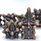 Kit De 7 Dés Métalliques Motif Cristaux . Teinte Métal Cuivre Sombre