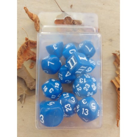 Set De 13 Dés Bleus écriture Blanche
