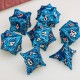 Kit De 7 Dés Métalliques . Couleur Bleu Print Cuivre Type Vortex