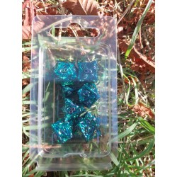 Kit De 7 Dés Métalliques . Couleur Vert Print Cuivre Type Vortex