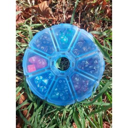 8 Sets De 7 Mini Dés 10-13mm Dans Boîte De Rangement Plastique