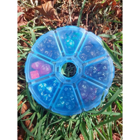 8 Sets De 7 Mini Dés 10-13mm Dans Boîte De Rangement Plastique