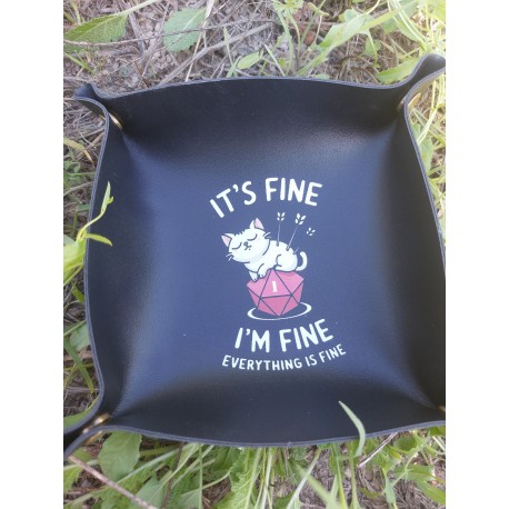Piste De Dés . Style Cuir Noir.motif Cat I M Fine 15 Cm Montée . 20 Cm à Plat