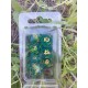 Blister Kit De 7 Des Résines. Vert Translucide . Oeil Vert Mouvant . Print Doré