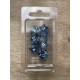Set de 7 dés pailletés translucides bleu écriture blanche