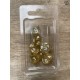 Set de 7 dés pailletés translucides champagne écriture blanche