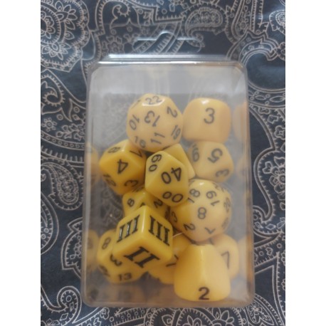 Set De 13 Dés Yellow Ecriture Noire