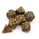 Kit De 7 Dés Métalliques Creux Faces Squelette. Teinte Doré
