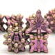 Kit De 7 Dés Métalliques Motif Cristaux . Teinte Métal Violet Doré