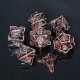 Kit De 7 Dés Métalliques Creux Faces Feuilles . Argenté Sombre Tacheté De Sang