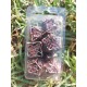 Kit De 7 Dés Métalliques Creux Faces Feuilles . Argenté Sombre Tacheté De Sang
