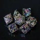 Kit De 7 Dés Métalliques Creux Faces Feuilles . Multicolor étincelant