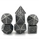 kit de 7 dés métalliques rétros classiques argent foncé