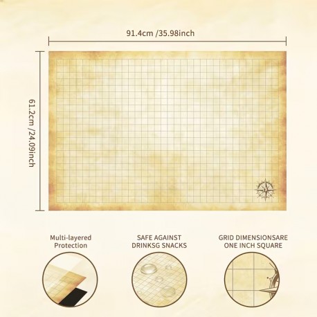 Battlemap -grande Carte Pour Jdr Effaçable De 91.44 X 60.96 Cm