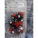 Kit De 7 Dés Métalliques . Multiface Dragons Rouges Fond Noir . Print Blanc