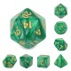 Green (Golden font) pearl dice set