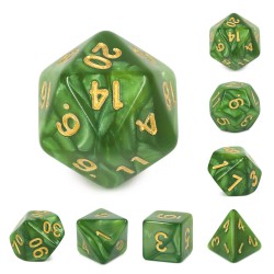 Grass green (Golden font) pearl dice set
