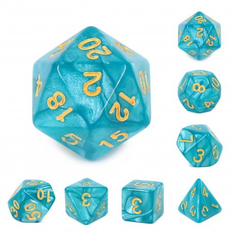 Lake Blue (Golden font) pearl dice