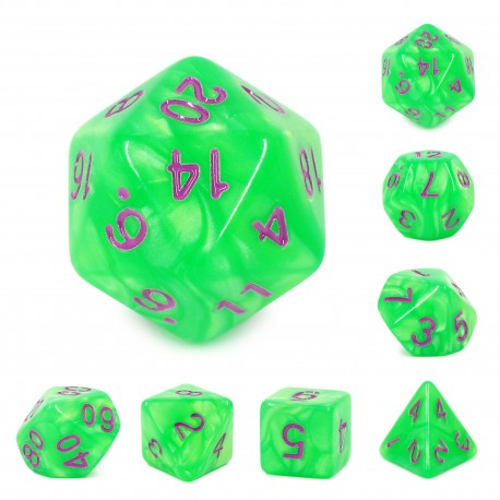 Green Pearl Dice (Purple font)