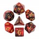 kit de 7 dés pearl rouges et noirs ecriture dorée