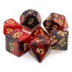 kit de 7 dés pearl rouges et noirs ecriture dorée