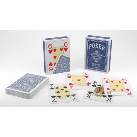 Jeu de 54 cartes poker 100% PVC 4 index Jumbo "Lotus" dos bleu