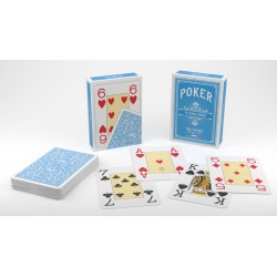Jeu de 54 cartes poker 100% PVC 4 index Jumbo "Lotus" dos bleu