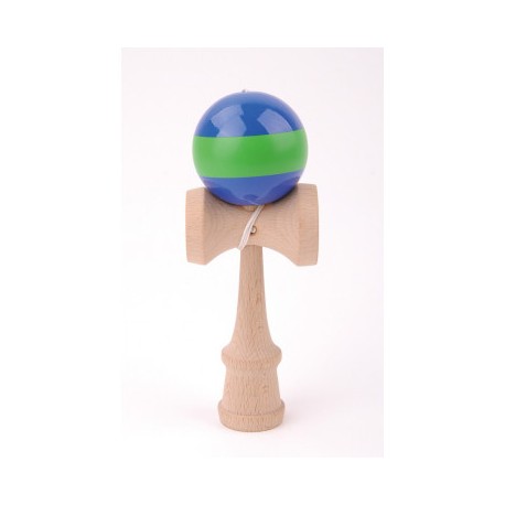 Kendama Hetre boule 6 cm boule bleu avec bande verte