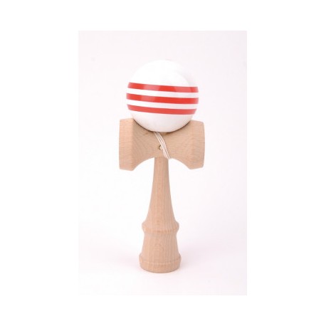 Kendama Hetre boule 6 cm boule blanche avec bande rouge
