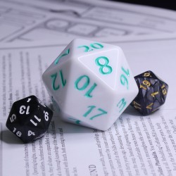 40mm Titan Dice(White Opaque Teal ink)