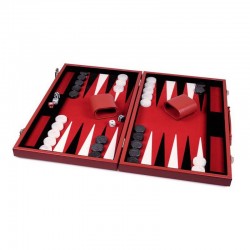 Backgammon simili-cuir 46 cm (Rouge ou Noir)