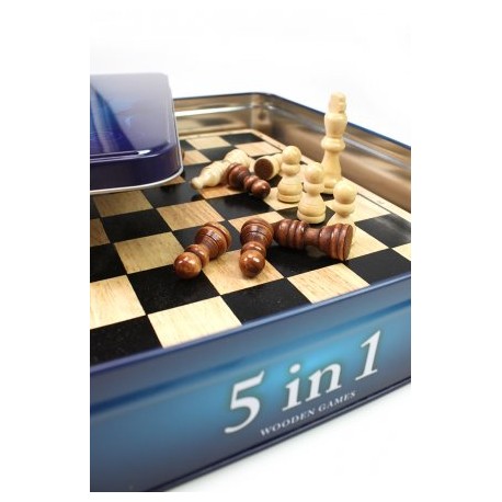 5 Jeux En 1 En Bois Boîte Métal 3